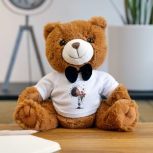 Plush Teddy Bear with Floral T‑Shirt — Cute Gift for Kids & Valentine's