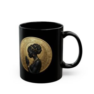 Black Prayer Portrait Mug | African Woman Profile with Gold Halo Series 4