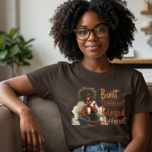 T‑Shirt — 'Built Different, Blessed Different' Afro Kid Graphic Tee