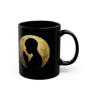 Black Prayer Portrait Mug | African Woman Profile with Gold Halo Series 5